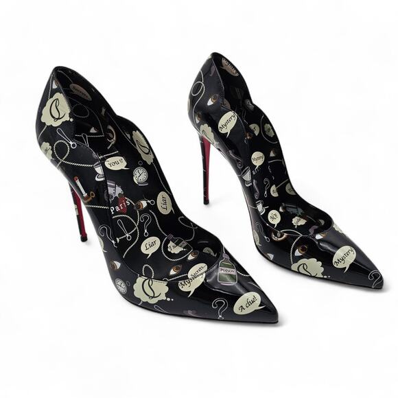 Christian Louboutin Hot Chick 100 Heel Pump Weapons Black Patent Size 40 US 10 - Picture 2 of 11